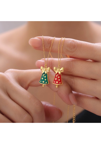 925 Ayar Gümüş Yılbaşı Hediyesi Mineli Çan Kolye fiyatları