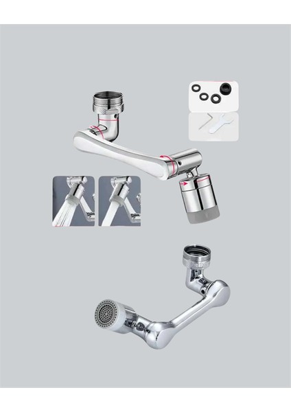 Zeroshop Çift Su Akış Modlu Musluk Başlığı – 360° + 720° Tam Dönebilen 3 Kollu Yapı modelleri