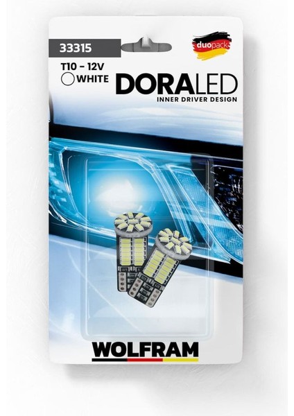 Wolfram T10 LED Park Beyaz Set Dora Serisi 12V 19W
