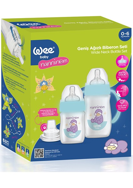 Nanninom Biberon 150 ml + Kulplu Biberon 250 ml + Akıtmaz Bardak Ucu Seti