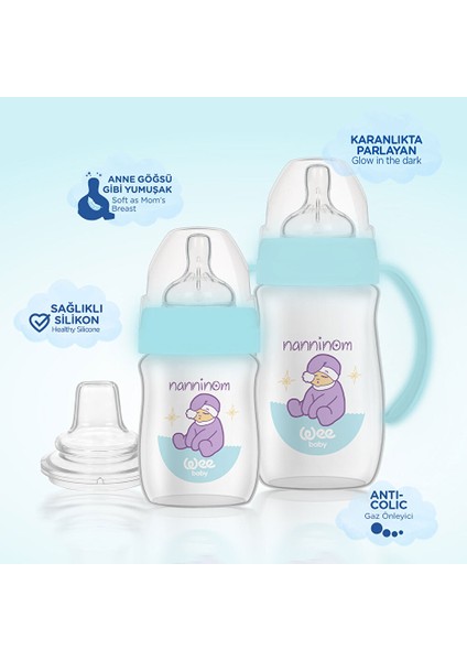 Nanninom Biberon 150 ml + Kulplu Biberon 250 ml + Akıtmaz Bardak Ucu Seti modelleri