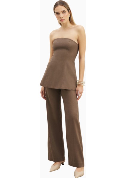 Strapless Linen A-Line Bodice Kadın Üst