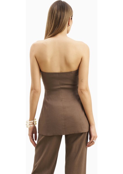 Strapless Linen A-Line Bodice Kadın Üst