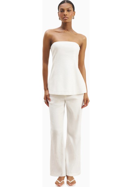 Strapless Linen A-Line Bodice Kadın Üst