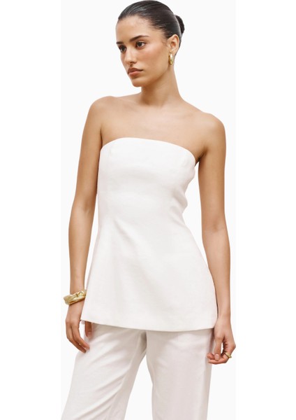Strapless Linen A-Line Bodice Kadın Üst indirimleri