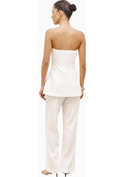 Strapless Linen A-Line Bodice Kadın Üst