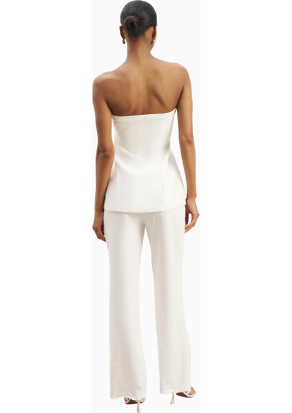 Strapless Linen A-Line Bodice Kadın Üst