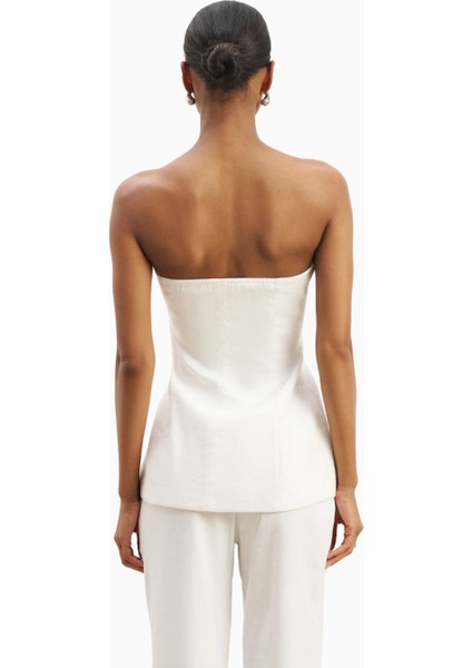 Strapless Linen A-Line Bodice Kadın Üst