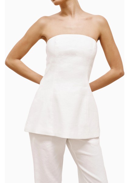 Strapless Linen A-Line Bodice Kadın Üst