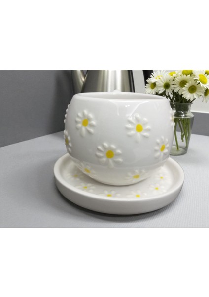 Seramik El Yapımı Çayır Papatya Desenli Çay/kahve Fincanı fırsatları