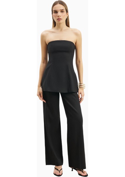 Strapless Linen A-Line Bodice Kadın Üst