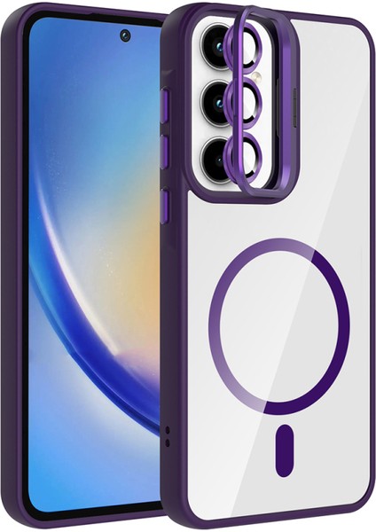 Samsung Galaxy A55 Kılıf Lens Hediyeli ve Standlı Sativa M-Safe Premium Case Kapak