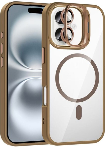 iPhone 16 Plus Kılıf Lens Hediyeli M-Safe Destekli ve Standlı Monroe Premium Kapak