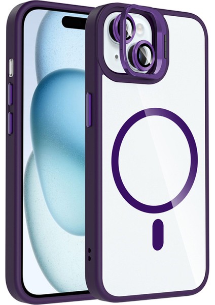iPhone 15 Kılıf Lens Hediyeli M-Safe Destekli ve Standlı Monroe Premium Kapak