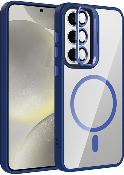 Samsung Galaxy S24 Fe Kılıf M-Safe Destekli ve Lens Hediyeli Standlı Nefrayel Premium Kapak