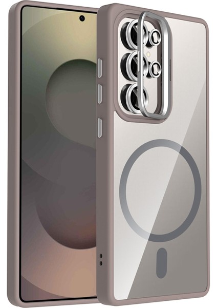 Samsung Galaxy S25 Ultra Kılıf Standlı ve Kamera Lens Hediyeli M-Safe Şarj Özellikli Etro Kapak