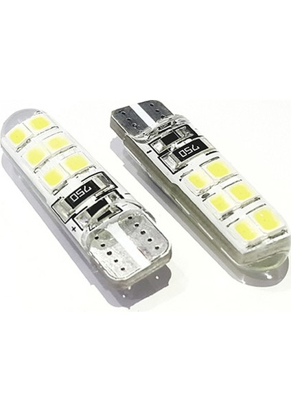 T10 LED Silikon 12 Ledli Park Plaka Iç Aydınlatma Beyaz 2 Adet