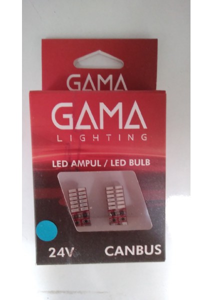 24 Volt T10 Dipsiz LED Ampul Mavi 24 Ledli Gama
