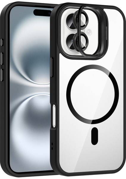 iPhone 16 Plus Kılıf Lens Hediyeli M-Safe Destekli ve Standlı Monroe Premium Kapak