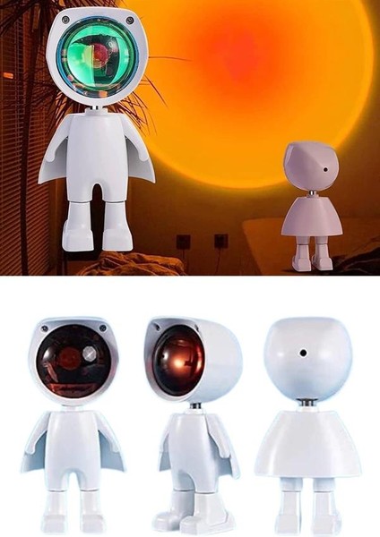 Zeroshop Astronot Işık Projektörü Gökkuşağı Projeksiyon Gece Lambası Hediyelik