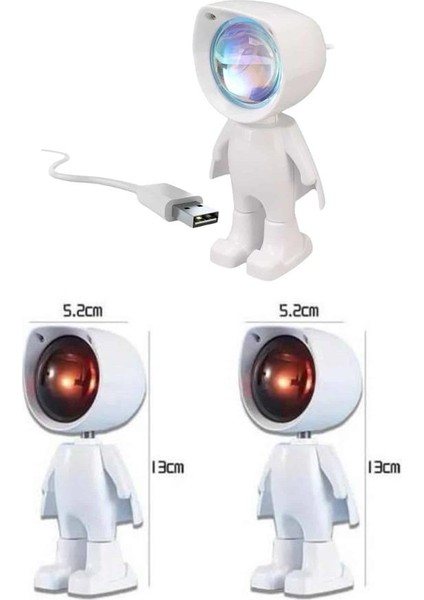 Zeroshop Astronot Işık Projektörü Gökkuşağı Projeksiyon Gece Lambası Hediyelik modelleri