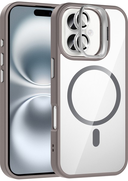 iPhone 16 Plus Kılıf Lens Hediyeli M-Safe Destekli ve Standlı Monroe Premium Kapak