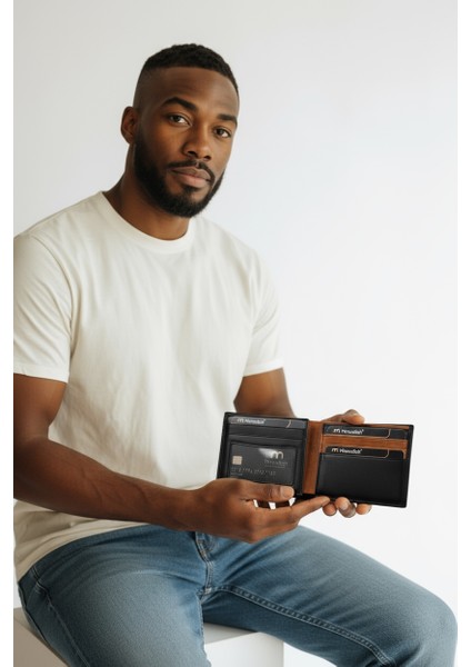 1605 1.Sınıf İşçilik Lüks Hakiki Gerçek Deri Hediye Cüzdan Özel İç Bölümlü Özel Lüks Astarlı Yatay Özel İki Renkli Siyah Taba Renk Gizli Kartlık Gözlü Gerçek Deri Erkek Cüzdan