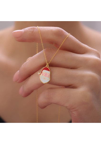 925 Ayar Gümüş Yılbaşı Hediyesi Noel Baba Kolye