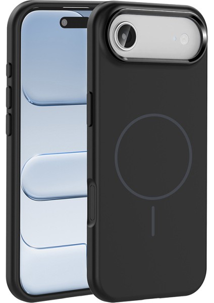 iPhone 17 Air Kılıf M-Safe Şarj Özellikli ve Metal Kamera Çerçeveli Edi Premium Silikon Kapak