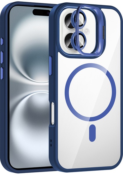 iPhone 16 Plus Kılıf Lens Hediyeli M-Safe Destekli ve Standlı Monroe Premium Kapak