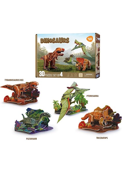 Plaka Puzzle Dinazor 4'lü Set
