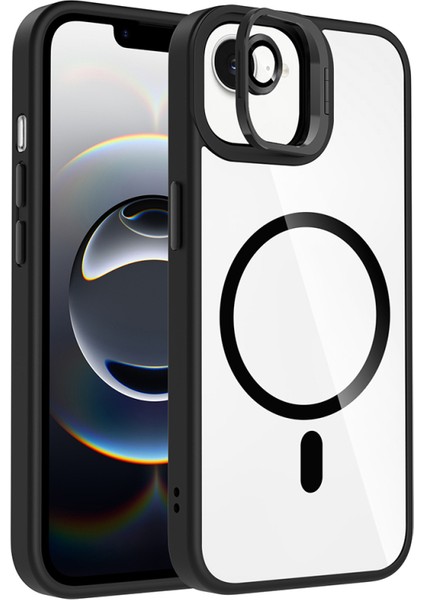 iPhone 16E Kılıf Standlı ve Kamera Lens Hediyeli M-Safe Şarj Özellikli Etro Kapak