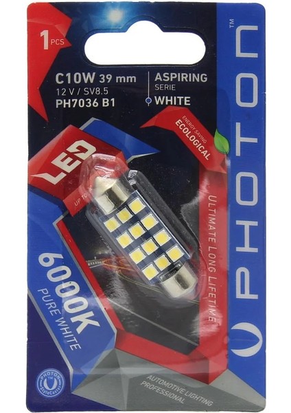 Photon C10W 39MM 12V Can Bus 6000K Beyaz Sofit LED Tekli Blister PH7036 B1 1 Adet