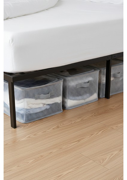 4 Adet Şeffaf Çelik Çerçeveli Fermuarlı Saklama Kutusu 45X30X20 – Kıyafet, Ayakkabı ve Dolap Içi Organizer” indirimleri