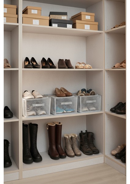 4 Adet Şeffaf Çelik Çerçeveli Fermuarlı Saklama Kutusu 45X30X20 – Kıyafet, Ayakkabı ve Dolap Içi Organizer”