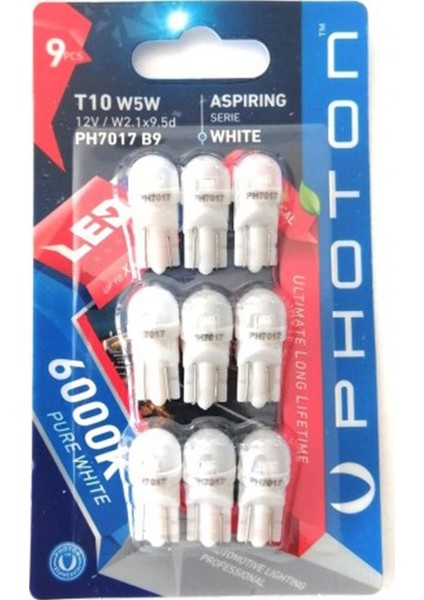Photon T10 W5W LED 9'lu Blıster