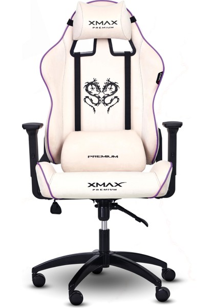 / Rio Balerion Terletmez Kadife Kumaş Beyaz Gaming Oyuncu Koltuğu / 120 kg Taşır