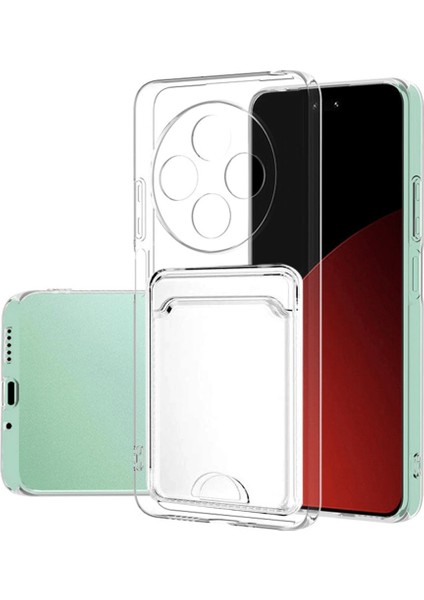 Redmi 14C Kılıf Kart Hazneli Şeffaf Silikon Kapak Ryc/kart Şeffaf