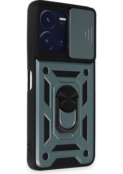 Vivo Y35 Kılıf Tam Koruma Sağlayan Kamera Sürgülü Sert Silikon Kapak Ryc/pars Yüzüklü