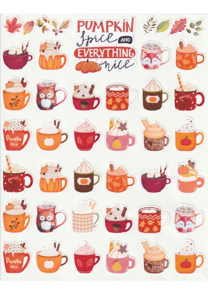 Pumpkin Spice Sticker Seti Happy Thanksgiving Sticker Sonbahar Etiket Fall Autumn Çıkartma NSTI0085