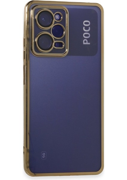 Poco X5 Pro 5g Kılıf Kamera Lens Korumalı Parlak Silikon Kapak Ryc/razer Lens - Gold