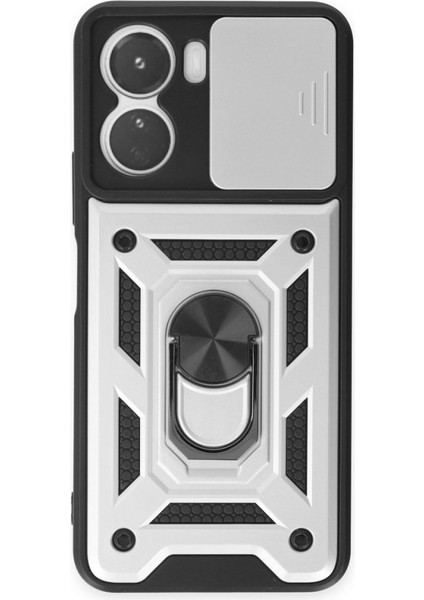 Vivo Y16 Kılıf Tam Koruma Sağlayan Kamera Sürgülü Sert Silikon Kapak Ryc/pars Yüzüklü