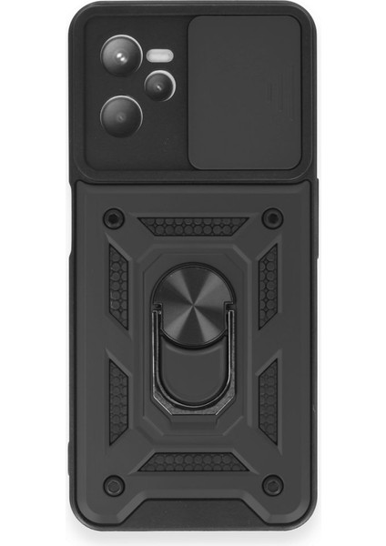Realme C35 Kılıf Tam Koruma Sağlayan Kamera Sürgülü Sert Silikon Kapak Ryc/pars Yüzüklü
