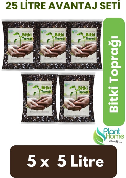 25 Lt Organik Bitki Toprağı - 5x5 Lt Paket | Böcek ve Sinek Yapmaz | Torf + Cocopeat + Perlit