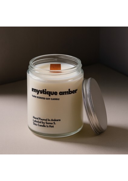: Mystique Amber : Cam Kavanozda Kokulu %100 Soya Mum (Amber, Beyaz Gül, Yasemin, Paçuli)