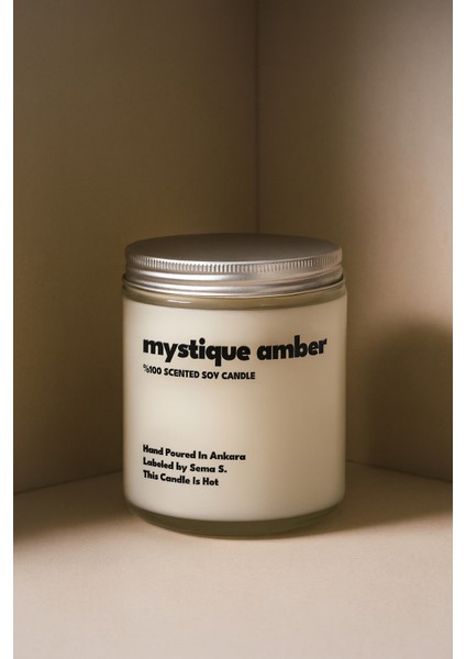 : Mystique Amber : Cam Kavanozda Kokulu %100 Soya Mum (Amber, Beyaz Gül, Yasemin, Paçuli) fiyatları