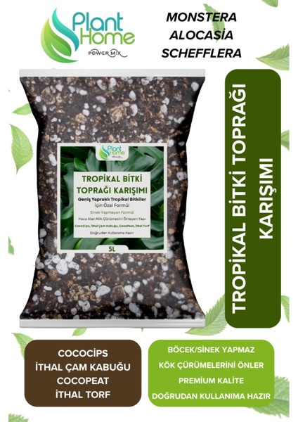 15 Litre -Tropikal Bitki Toprağı Monstera – Alocasia – Schefflera Için Sinek Yapmayan Formül