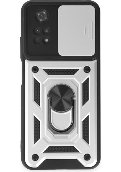 Poco M4 Pro 4g Kılıf Tam Koruma Sağlayan Kamera Sürgülü Sert Silikon Kapak Ryc/pars Yüzüklü