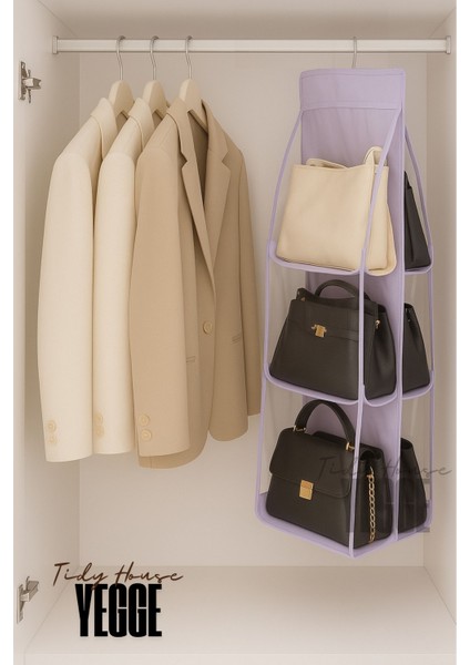 Elegans 6'lı Dolap Içi Askılı Çanta Düzenleyici - Çanta Organizer - 6 Gözlü Çanta Askısı fiyatları