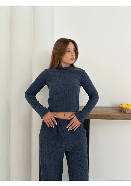 Balıkçı Yaka Örme Takım Lacivert ST265865 modelleri